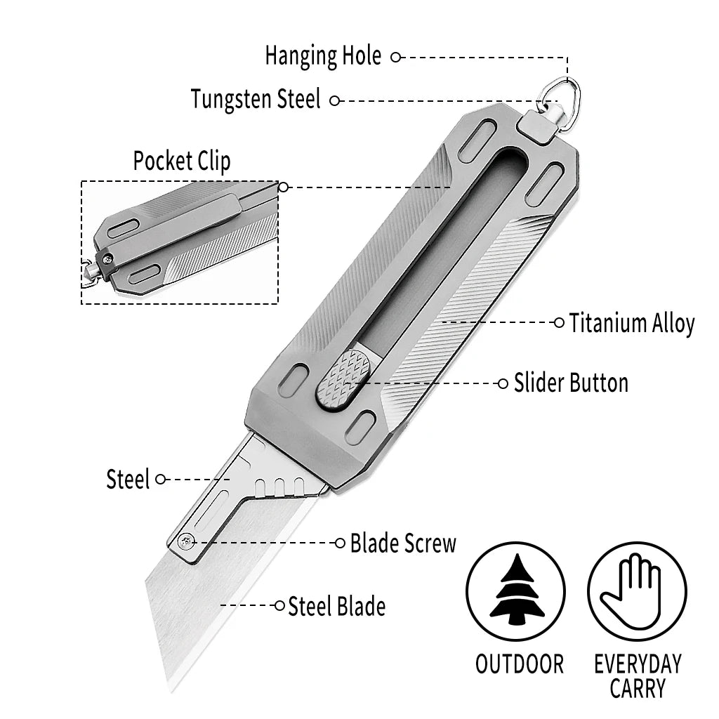 Portable Outdoor Titanium Telescopic Knife  Utility Push-Pull Pocket Knife Durable EDC Tactical Knife