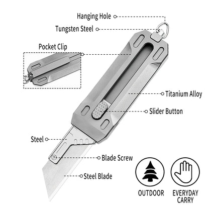 Portable Outdoor Titanium Telescopic Knife  Utility Push-Pull Pocket Knife Durable EDC Tactical Knife