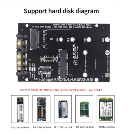 TISHRIC M.2 NGFF MSATA SSD To 2.5 Inch SATA 6.0Gbps 2 In 1 Adapter Converter Card Support PC Laptop Hard Disk Diagram