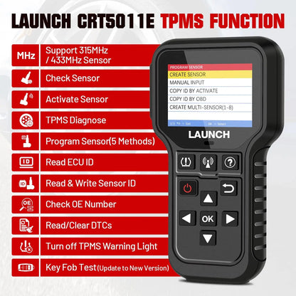 LAUNCH 2026  CRT5011E Newest TPMS Relearn Tool OBD2 Scanner Code Reader Tire Pressure Activation Read/Program/Reset SDK