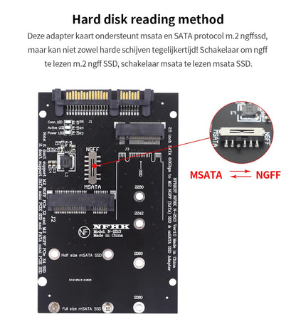 TISHRIC M.2 NGFF MSATA SSD To 2.5 Inch SATA 6.0Gbps 2 In 1 Adapter Converter Card Support PC Laptop Hard Disk Diagram