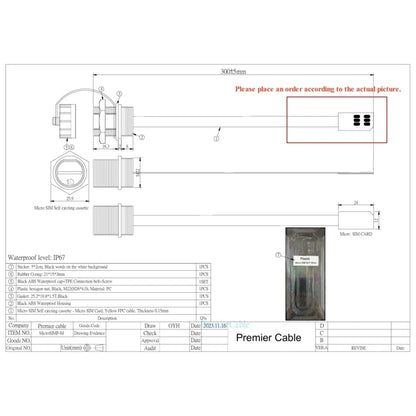 Waterproof Micro SIM Extension Cable kit Extender Panel Mount IP67 SIM Card Slot Outdoor Enclosure Micro-SIM Flexible Card