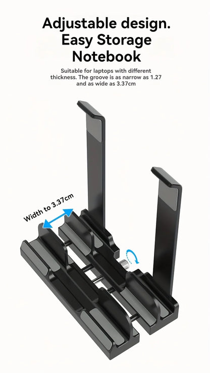 ABS material Adjustable vertical laptop stand with three-slot stand, padded computer stand for 16-inch laptops - rectangular