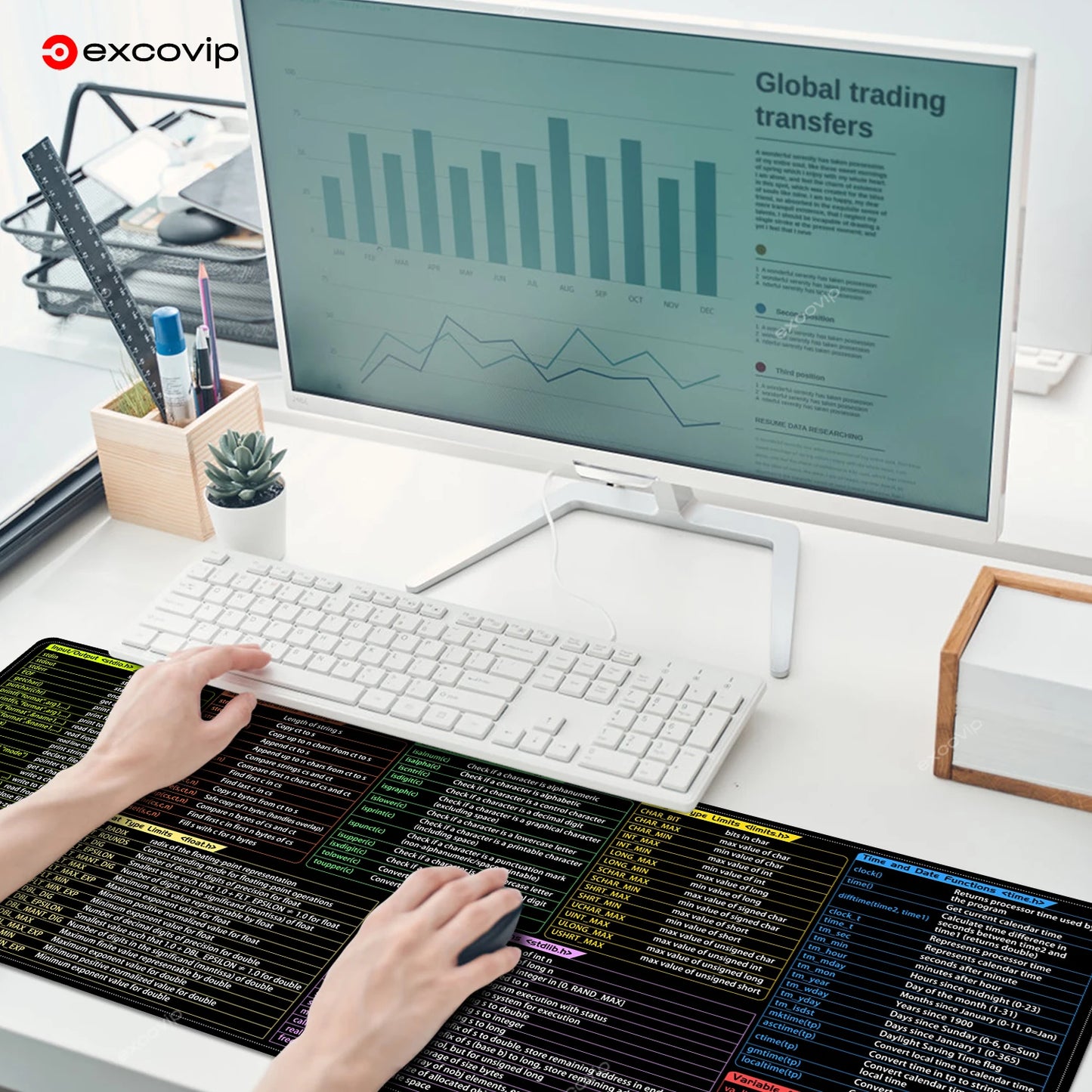EXCO C Programming Mouse Pad Large Shortcuts Keyboard Mousepad Cheat Sheet Desk Mat for Embedded System Database Network Develop