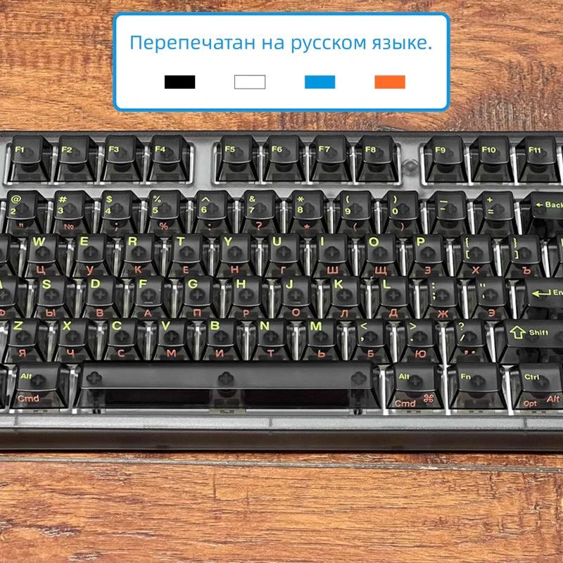 【Russian】Tear-Off Film Keyboard Stickers for Desktop and Laptop Keys, Single Letter Stickers, Transparent Side-Engraved Stickers
