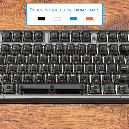 【Russian】Tear-Off Film Keyboard Stickers for Desktop and Laptop Keys, Single Letter Stickers, Transparent Side-Engraved Stickers