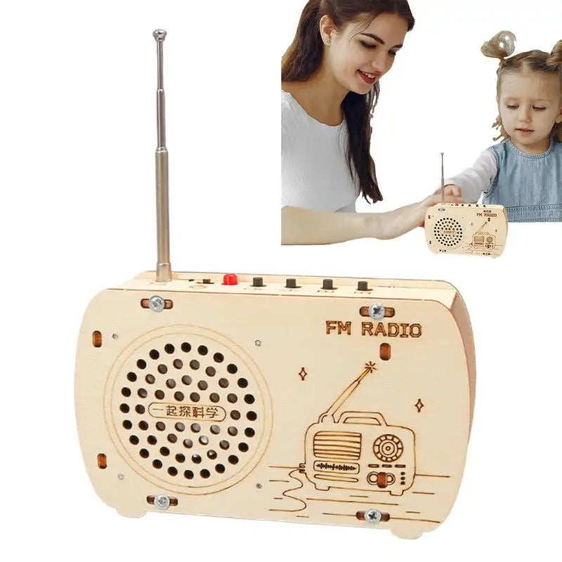 Build a Radio Kit Wood Radio Electronic Learning Set Interactive Building Toys Science Experiment Electronics Kits for Boys