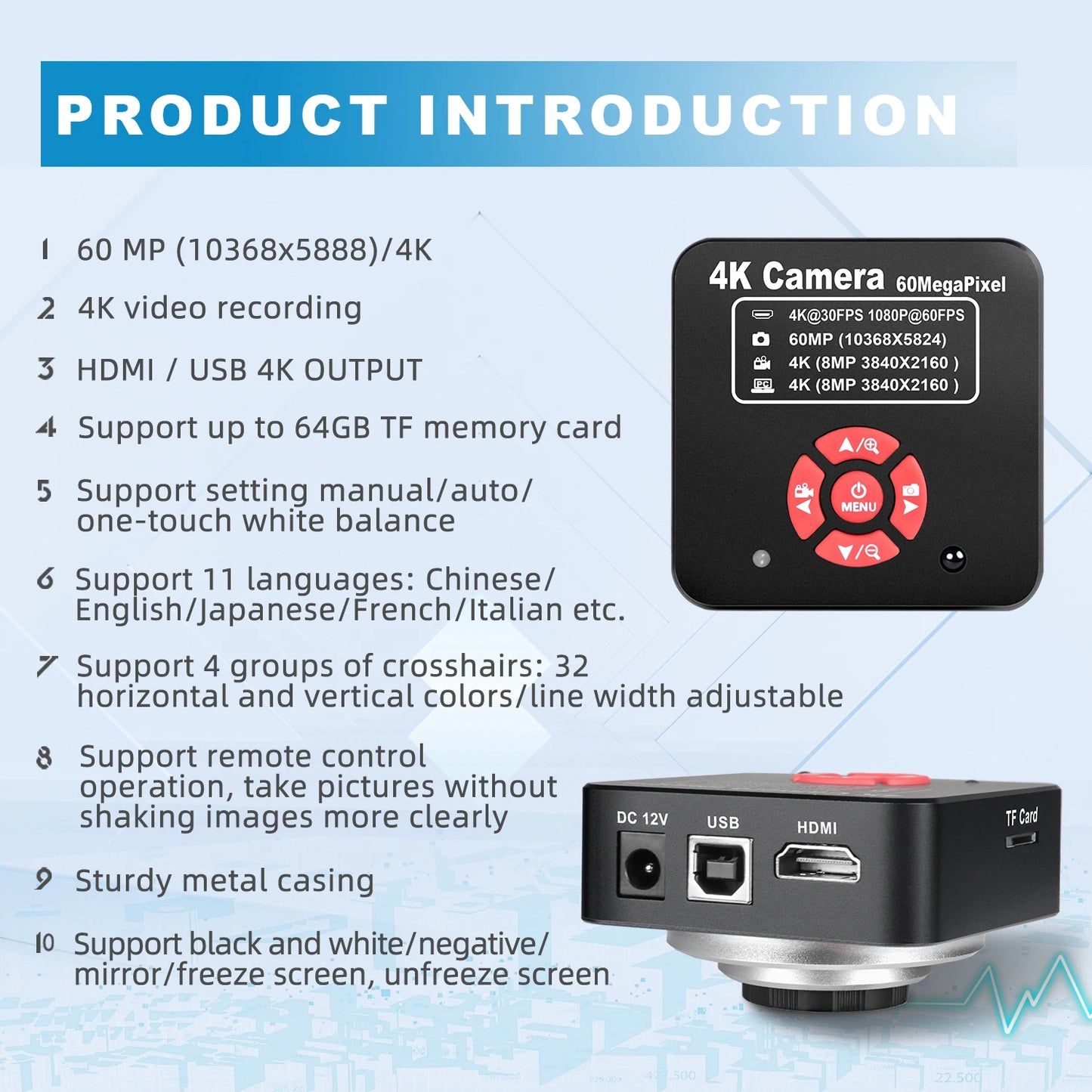 4K 48MP HDMI TYPE-C Microscope With 360° Adjustable Arm, 0-150X Magnification for Electronics Repair  EU/US/MX/Brazil Warehouse