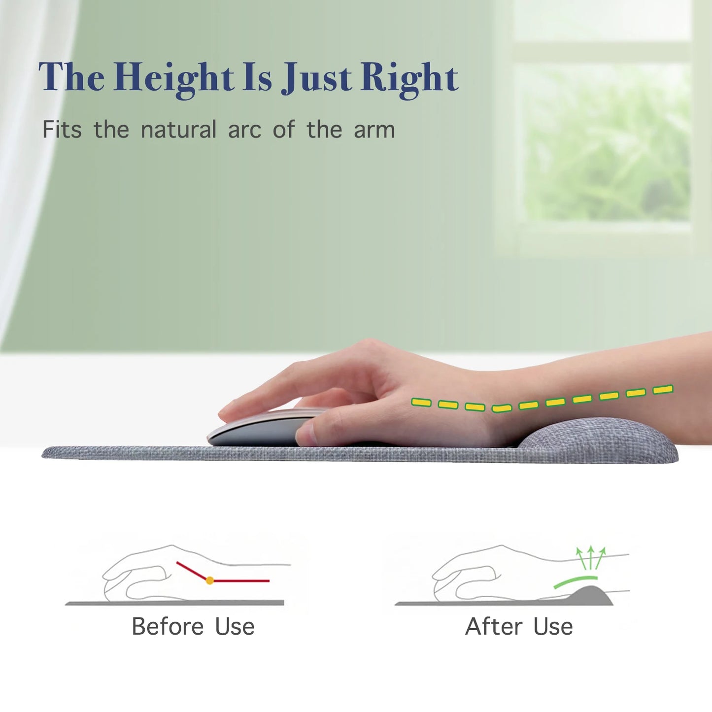 EXCO Ergonomic Mouse Pad with Silicone Wrist Support Rest Comfortable Computer Mousepad Non-Slip PU Base for Home Office Laptop