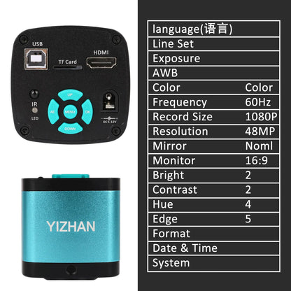 YIZHAN 48MP 4K Electronics Soldering Microscope FULL HD 1080P HDMI Camera USB Software 1-150x Lens Stand Shipping From Europe