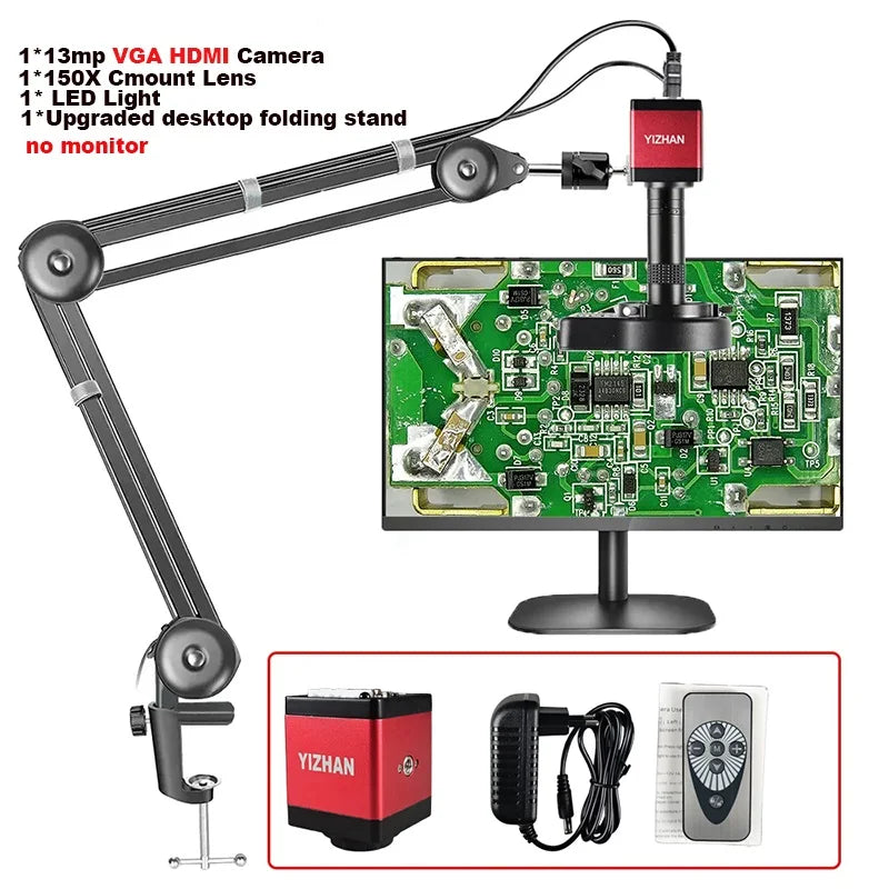 4K 48MP Electronics Digital Microscope Full HD 1080P HDMI USB Video Camera 150X Zoom Lens For Welding PCB Soldering Repair Phone