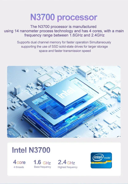 NEW 15.6" Ultra Slim Laptop 16GB RAM 2TB SSD Intel N3700 Notebook Gamer Windows11 Pro 1920*1080 Display Office Study Computer PC