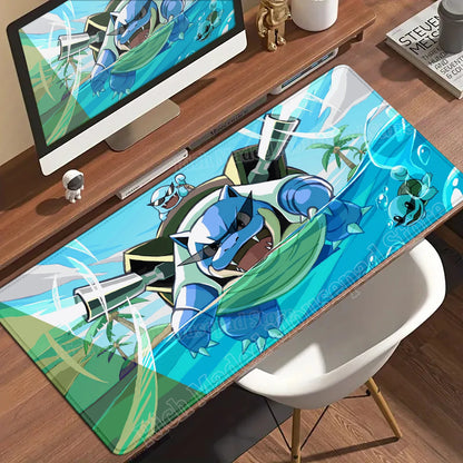 HD Gaming Keyboard Rug Laptop Japan Cool Anime Mouse Pad XXL P-pokemon Desk Mat PC Squirtles Gamer Cabinet Extended Mousepad Rug