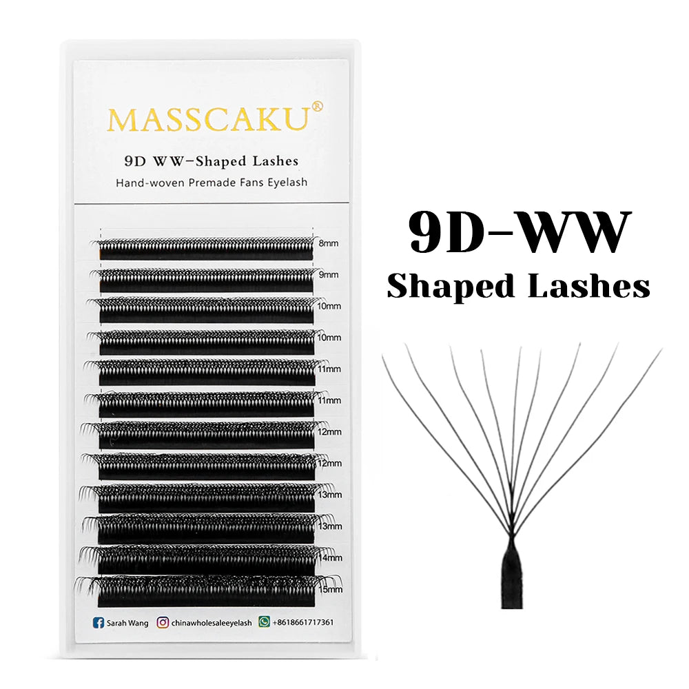 MASSCAKU W Shape 3D 4D 5D Premade Volume Easy Fans Nature Soft Light Individual Lashes Clover Bloom False Eyelashes Extension