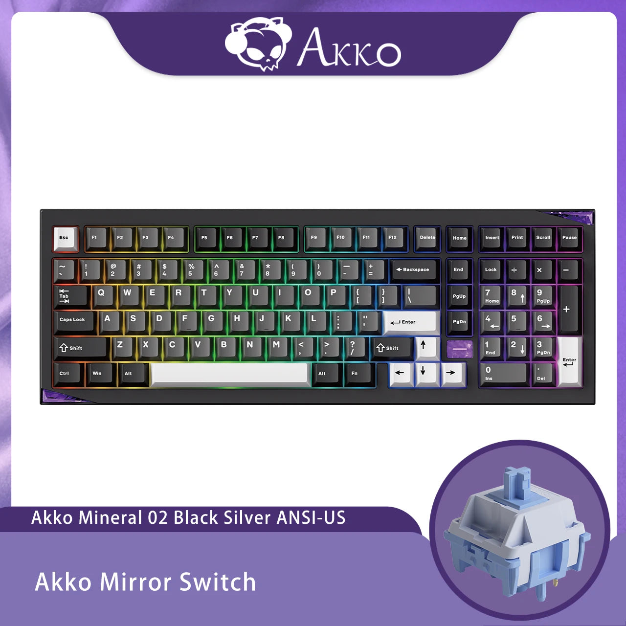 Akko Mineral 02 VIA Mechanical Keyboard/Barebone Kit Aluminum 102 Keys RGB Hot-swappable Tri-mode Wireless Custom Keyboard/Kit