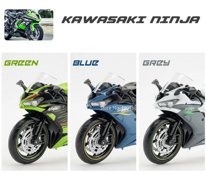 1:12 Kawasaki NIJIA ZX-6R Motorcycle Alloy Model Cars Toys Rubber Tires Wheel Shock Absorpoon Vehicle for Children Festival Gift