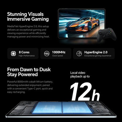 【World Premiere】Teclast T60 Plus 12" 90Hz 2K Display Android 14 L1 MTK Helio G88 6GB/128GB 8000mAh Battery 4G LTE Global Version