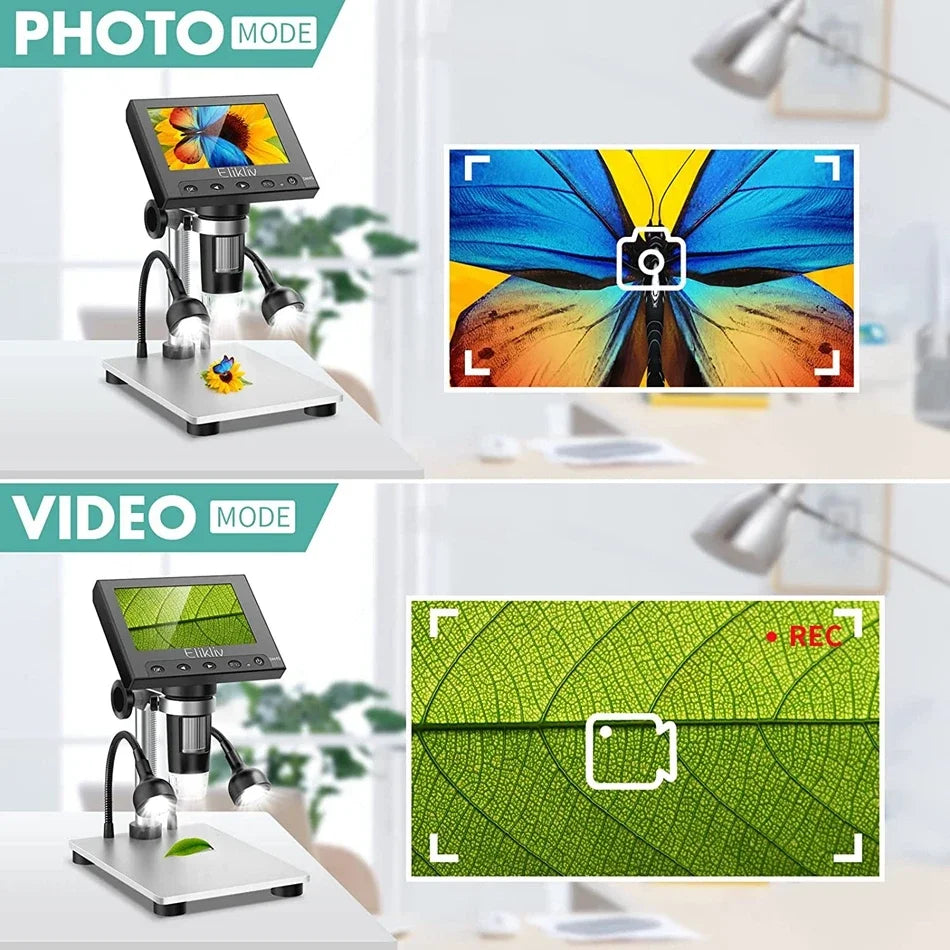 Elikliv DM4S 4.3 Inch LCD Digital Microscope 1000X LED 1080P Video Camera Microscope For Electronics Soldering Phone Repair Coin