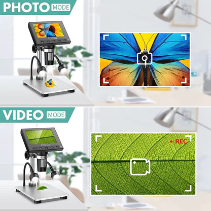 Elikliv DM4S 4.3 Inch LCD Digital Microscope 1000X LED 1080P Video Camera Microscope For Electronics Soldering Phone Repair Coin