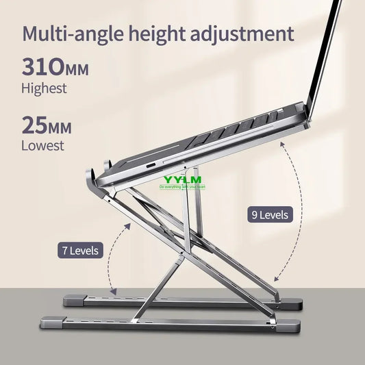 Portable Aluminum Alloy N8 Notebook Stand Desktop Computer Bracket Foldable Double Layer Suspension Style Office Supplies
