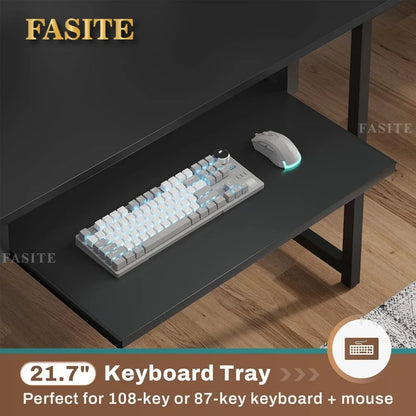 L Shaped Gaming Desk, Reversible Computer Desk with Power Outlet and Pegboard, Gaming Desk with Led Lights, Keyboard Tray
