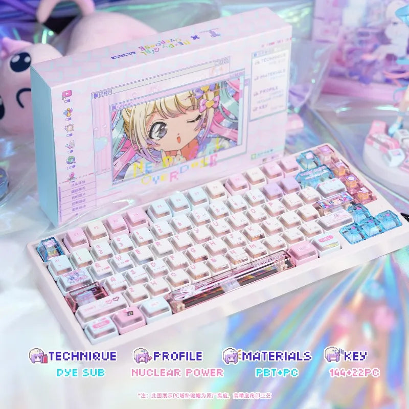 Anime Anchor Girl Theme Keycaps Set Customized PBT Sublimation Cherry Profile Keyboard Caps for Mechanical Keyboard Accessories
