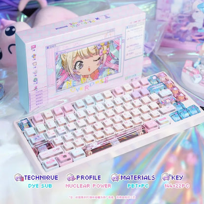 Anime Anchor Girl Theme Keycaps Set Customized PBT Sublimation Cherry Profile Keyboard Caps for Mechanical Keyboard Accessories