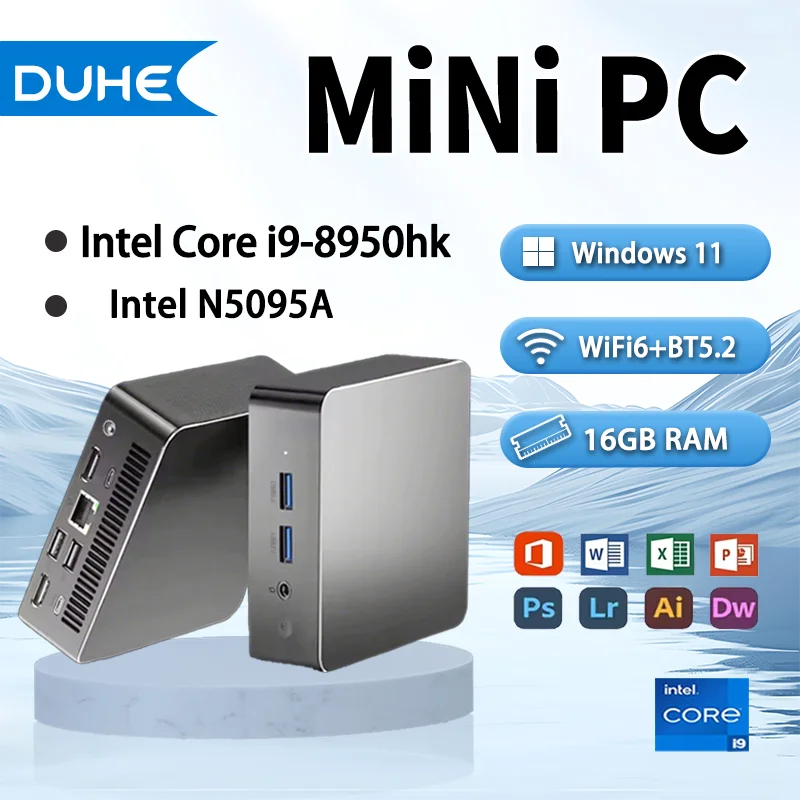 Mini PC Windows 11 Intel Core i9-8950HK 16GB RAM 1/2TB SSD Bluetooth 5.2 WiFi6 1000M Ethernet Gaming Computer Office Computers