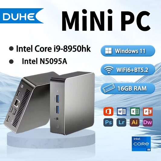 Mini PC Windows 11 Intel Core i9-8950HK 16GB RAM 1/2TB SSD Bluetooth 5.2 WiFi6 1000M Ethernet Gaming Computer Office Computers