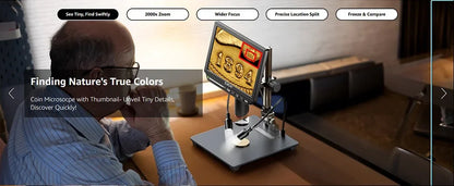 Elikliv EM4K 4K HDMI Digital Microscope for Electronics 8" 2000X Soldering Microscope for PCB Inspection Repair with 10" Stand