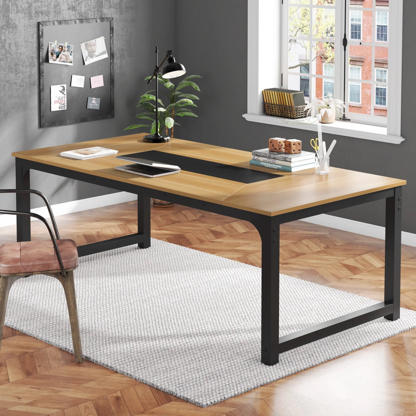 Tribesigns Modern Computer Desk 70.8 inch Large Executive Office Desk Study Writing Desk Workstation Computer Table