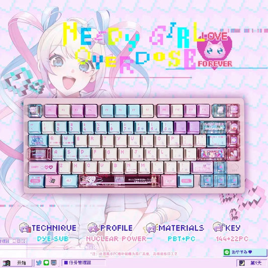 Anime Anchor Girl Theme Keycaps Set Customized PBT Sublimation Cherry Profile Keyboard Caps for Mechanical Keyboard Accessories