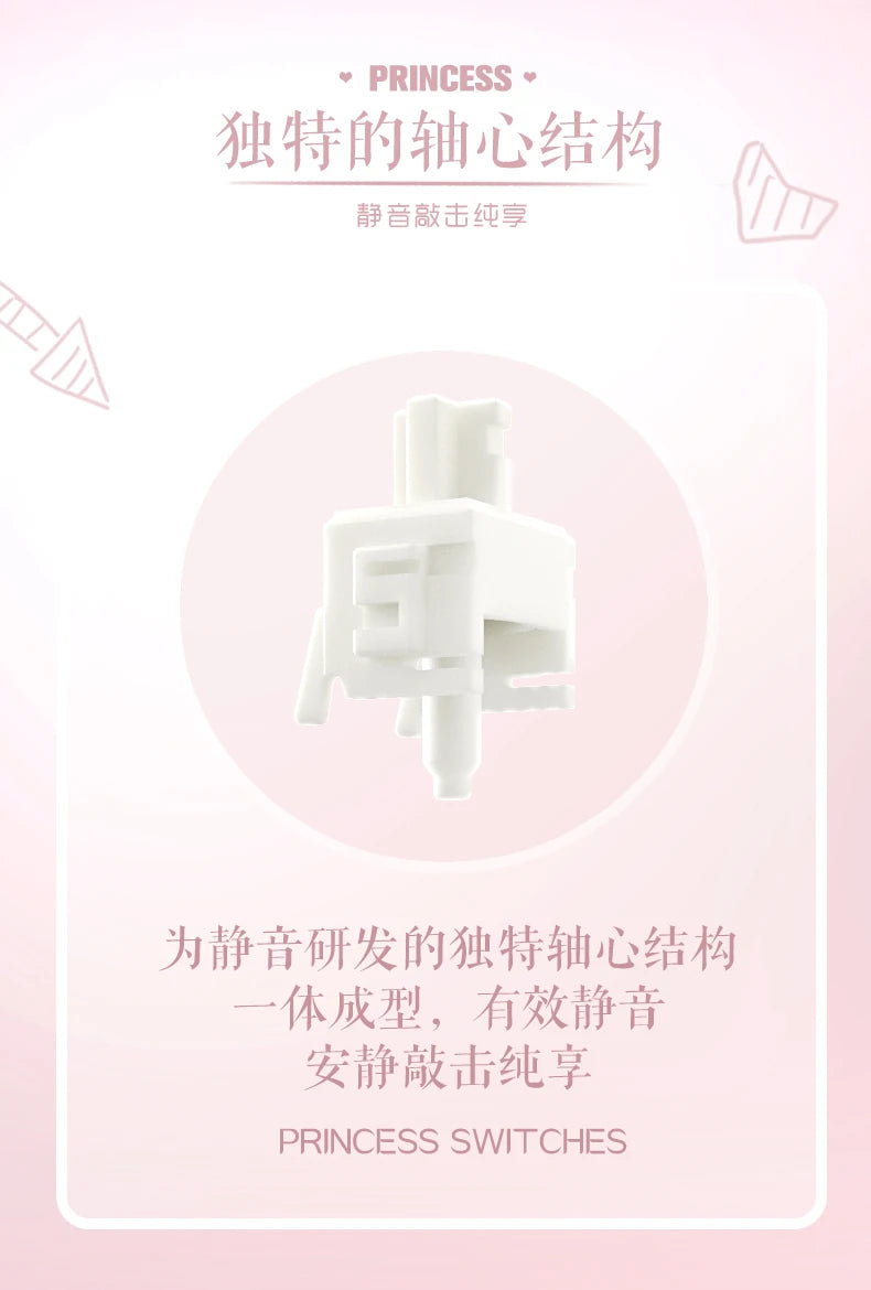 MMD Princess Silent Pink Switch 5 Pin Linear 32g Switches 21mm Spring Lubricated LY PC Mechanical Keyboard Switch Type Fast Mute