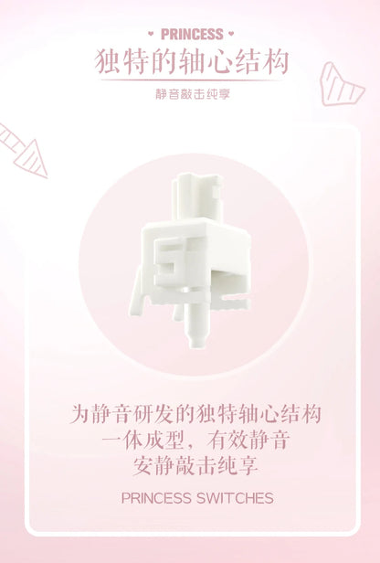 MMD Princess Silent Pink Switch 5 Pin Linear 32g Switches 21mm Spring Lubricated LY PC Mechanical Keyboard Switch Type Fast Mute