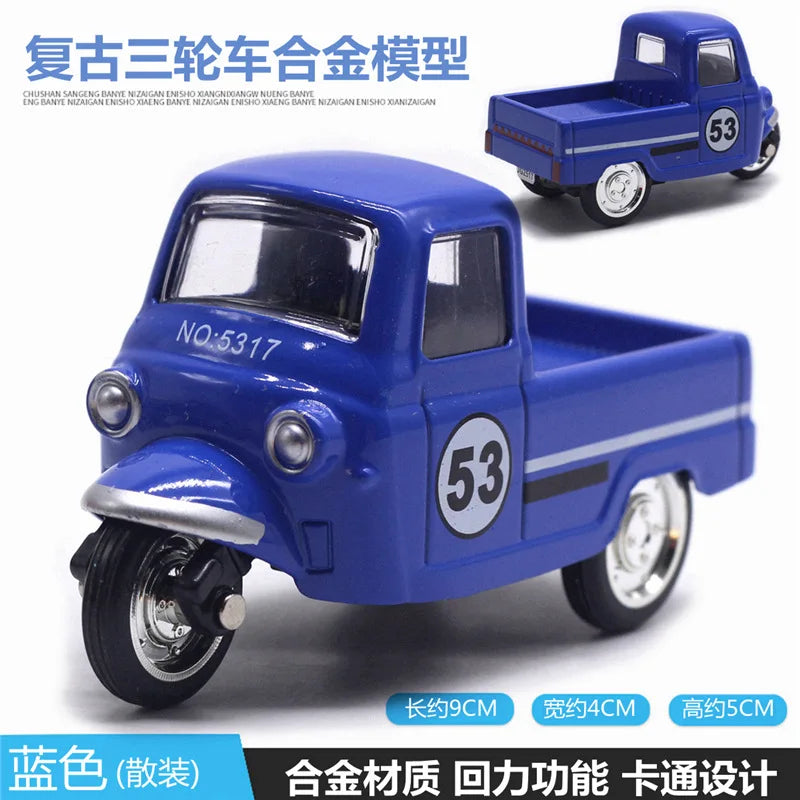 Cute Diecast Alloy Metal Car Bus Motor Tricycle Motorcycle Taxi Model Toy Children Birthday Gift