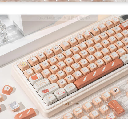 134 Key Toast Theme Keycaps Cute Key Cap PBT Cherry MOA Profile Custom Opaque Keycap Gift for Mechanical Keyboard Accessory