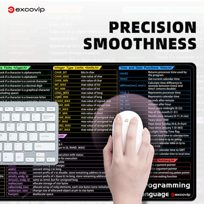 EXCO C Programming Mouse Pad Large Shortcuts Keyboard Mousepad Cheat Sheet Desk Mat for Embedded System Database Network Develop