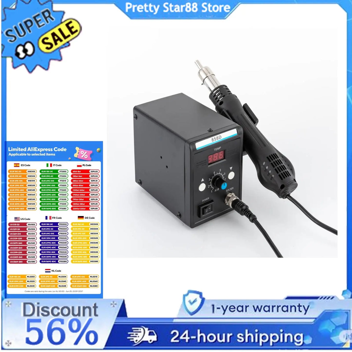700W Hot Air Rework SMD Soldering Station With Heat Gun Set Temperature LED Screen Display For Electronics Repairs