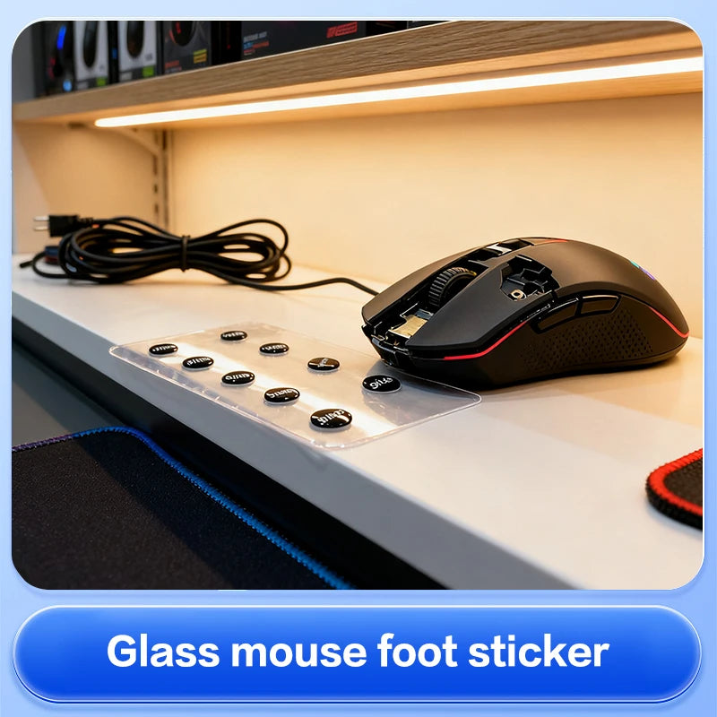1 Pack Glass Mouse Skates DIY Universal Dots Mouse Feet Pads Sticker for Gaming Mouse Anti-Slip Pad