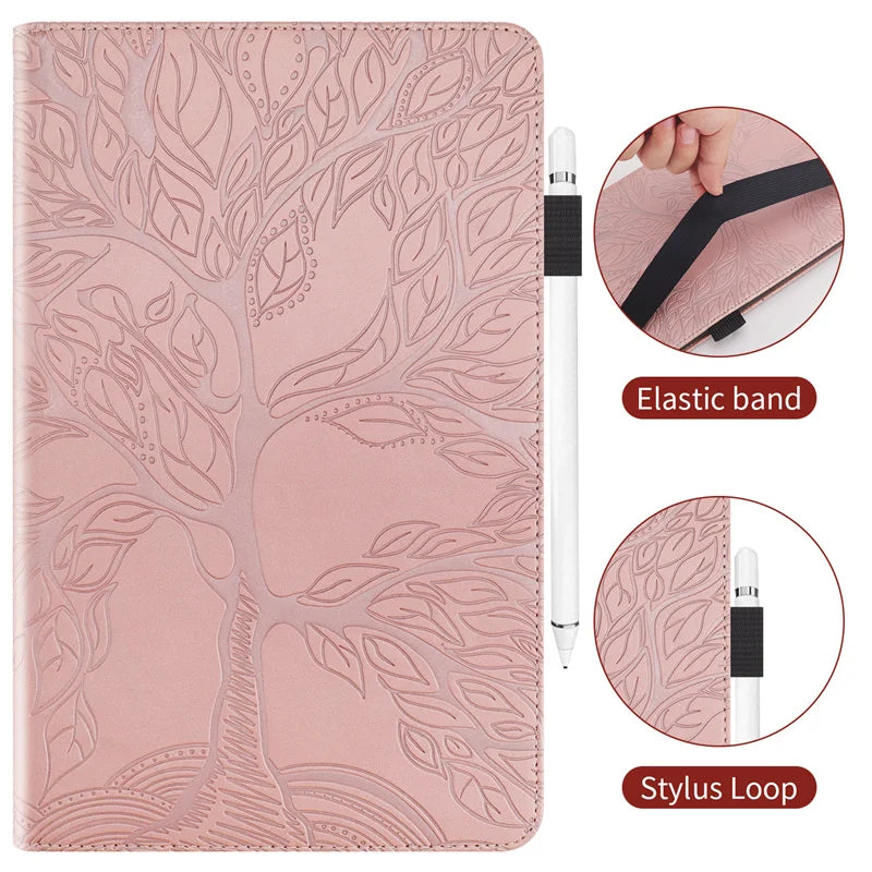 Funda for Redmi Pad Pro Case 12.1 inch 2024 Tree Embossed Stand Back Shell for Xiaomi Poco Pad 12 1 Case Cover Tablet Case