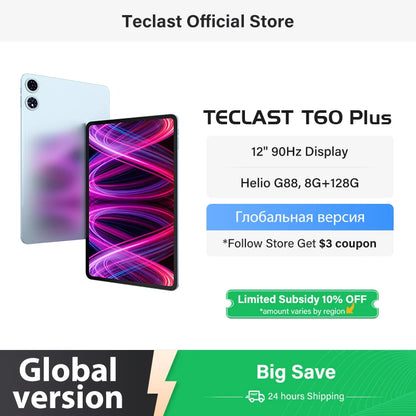 【World Premiere】Teclast T60 Plus 12" 90Hz 2K Display Android 14 L1 MTK Helio G88 6GB/128GB 8000mAh Battery 4G LTE Global Version