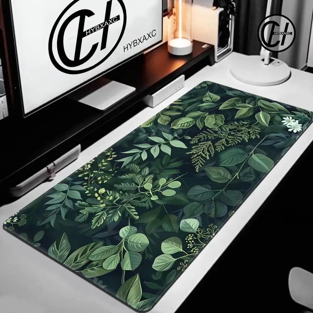 Forest Gaming Mouse Pad Vintage Floral Green Leaves Aesthetic Large Gaming Mousepad Gamer Desk Mat Nature Inspired Desk Mat