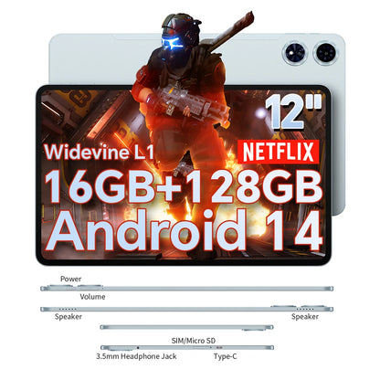 【World Premiere】Teclast T60 Plus 12" 90Hz 2K Display Android 14 L1 MTK Helio G88 6GB/128GB 8000mAh Battery 4G LTE Global Version
