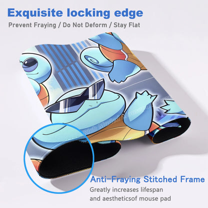 HD Gaming Keyboard Rug Laptop Japan Cool Anime Mouse Pad XXL P-pokemon Desk Mat PC Squirtles Gamer Cabinet Extended Mousepad Rug
