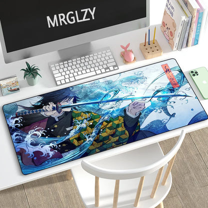MRGLZY Tomioka Giyuu Mouse Pad Hot Anime Demon Slayer Large Carpet DeskMat Computer Gamer Gaming Peripheral Accessories MousePad