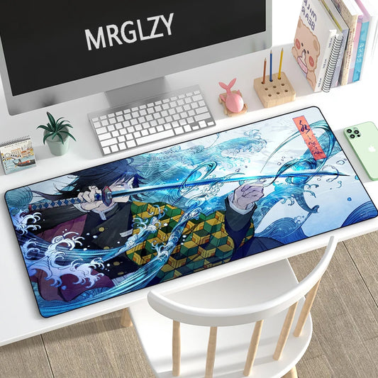 MRGLZY Tomioka Giyuu Mouse Pad Hot Anime Demon Slayer Large Carpet DeskMat Computer Gamer Gaming Peripheral Accessories MousePad