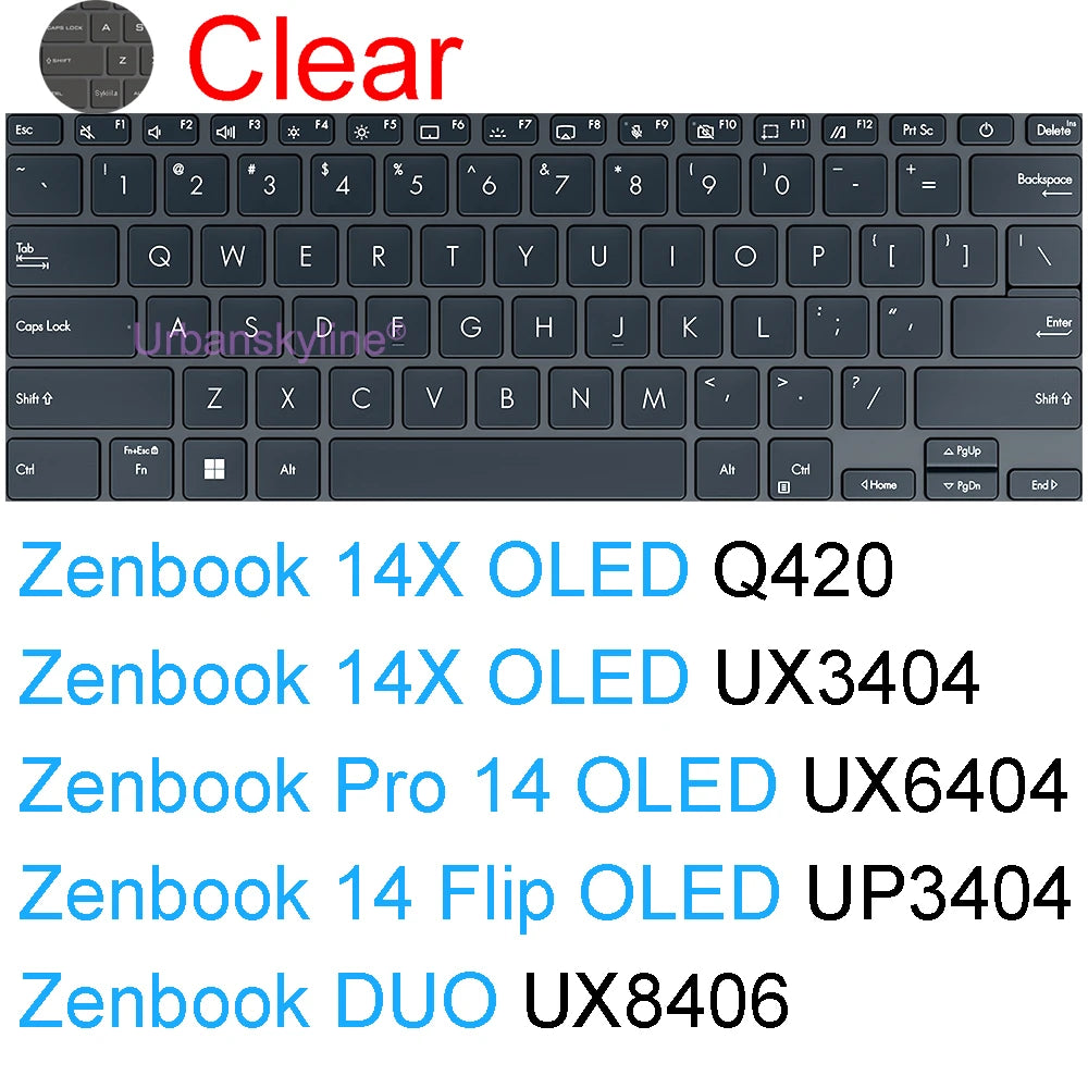 Keyboard Cover for ASUS Zenbook 14 Flip 14X OLED Pro UX3406 UX3405 UX3404 UX3402 UM3402 UP3404 Q425 Silicone Protector Skin Case