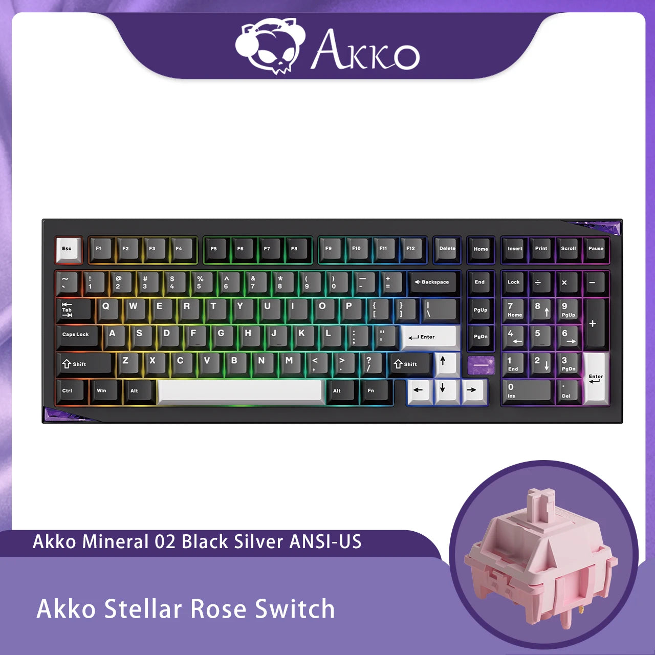 Akko Mineral 02 VIA Mechanical Keyboard/Barebone Kit Aluminum 102 Keys RGB Hot-swappable Tri-mode Wireless Custom Keyboard/Kit