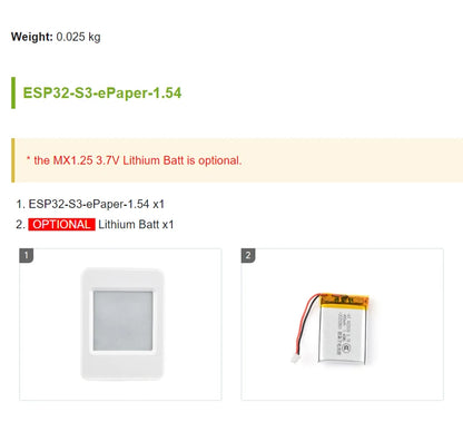 ESP32-S3 1.54 Inch e-Paper AIoT Development Board 200×200 Support Wi-Fi & BLE For Xiaozhi Deepseek