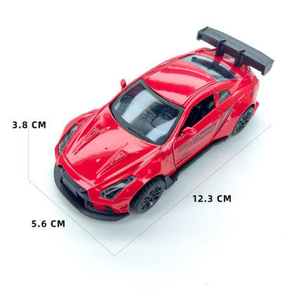Nissan alloy car model, God of War simulated vehicle model, collection ornament, suitable as a gift for children, toy car